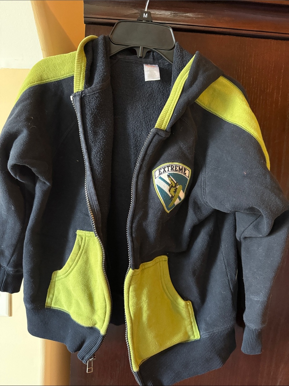 Gymboree Navy and Lime Green Zip-Up Hoodie with 'Extreme' Patch